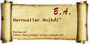 Bernvaller Anikó névjegykártya